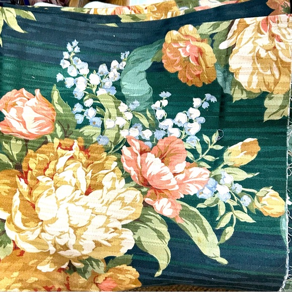Vintage Other - Vintage Fabric Green Pink Beige Botanical Floral Upholstery nature forest green